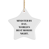 Minister Gifts from Men to Minister, World's Best Mom By Night Star Ornament, Funny Christmas Decorations - Image 1